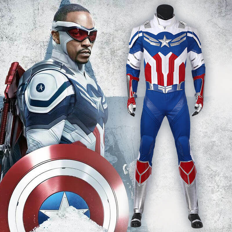New Captain America Cosplay Costume The Falcon and the Winter Soldier Sam Wilson Outfit In Stock