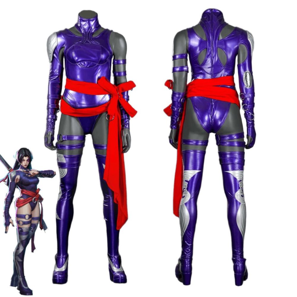 Deluxe Marvel Rivals Psylocke Vengeance Cosplay Costume Game Purple Halloween Outfits Takerlama