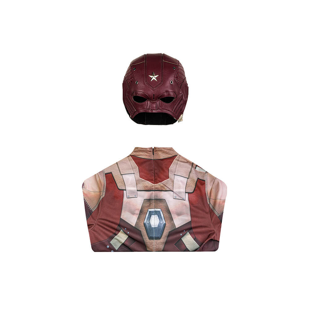 Thunderbolts Red Guardian Halloween Cosplay Costume Printed Jumpsuit With Helmet Takerlama