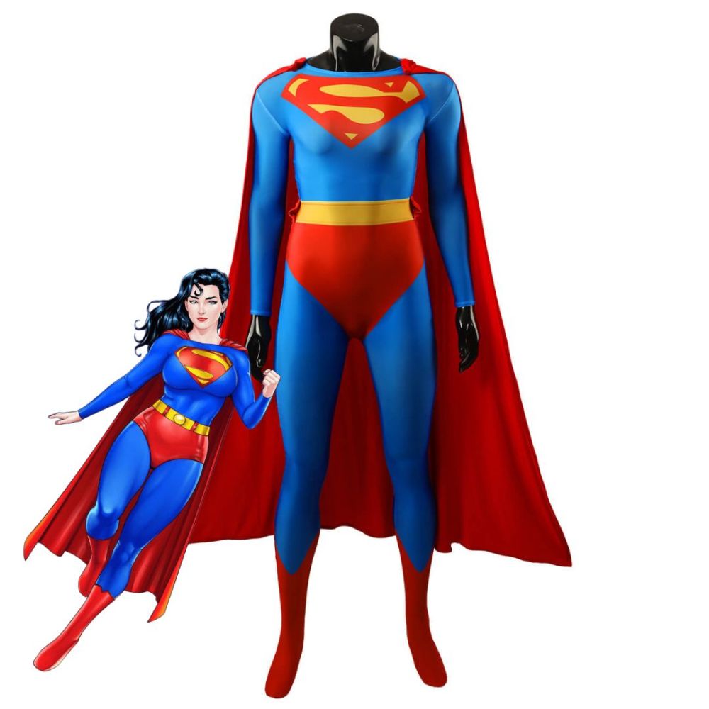 Superwoman Cosplay Costume Supegirl Female Superman Jumpsuit Cloak Takerlama