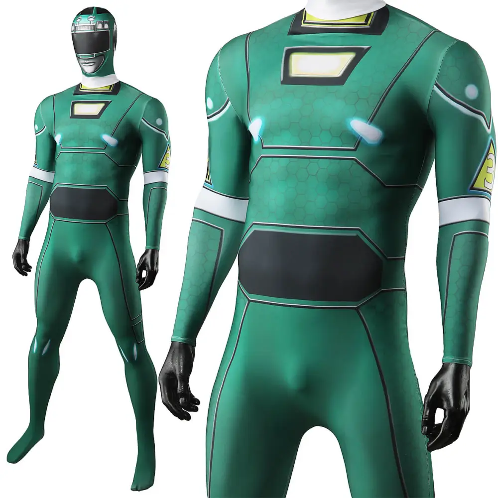 Power Rangers Turbo Green Turbo Ranger Cosplay Costume Takerlama