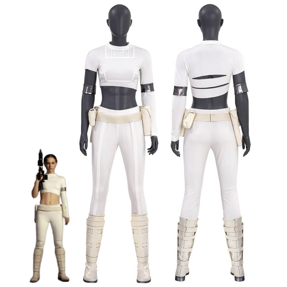 Star Wars Padme Amidala White Outfits Attack of the Clones Halloween Cosplay Costume Takerlama