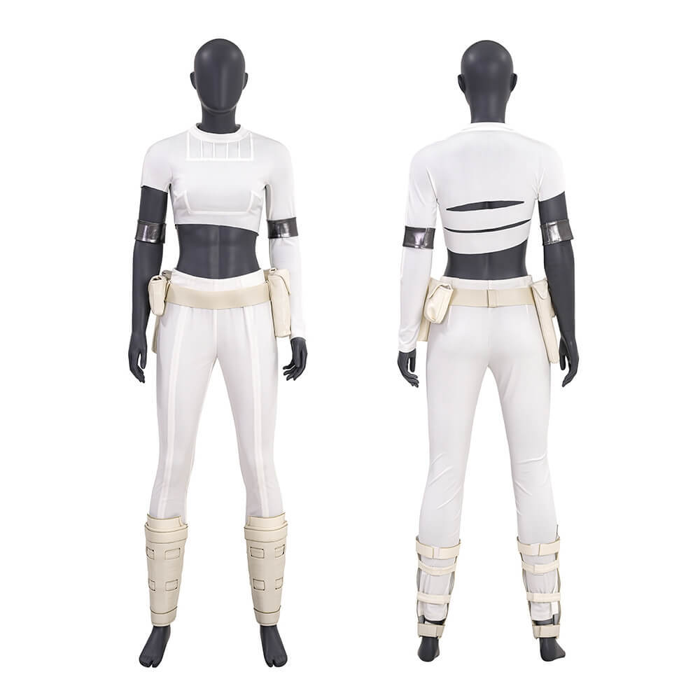 Star Wars Padme Amidala White Outfits Attack of the Clones Halloween Cosplay Costume Takerlama