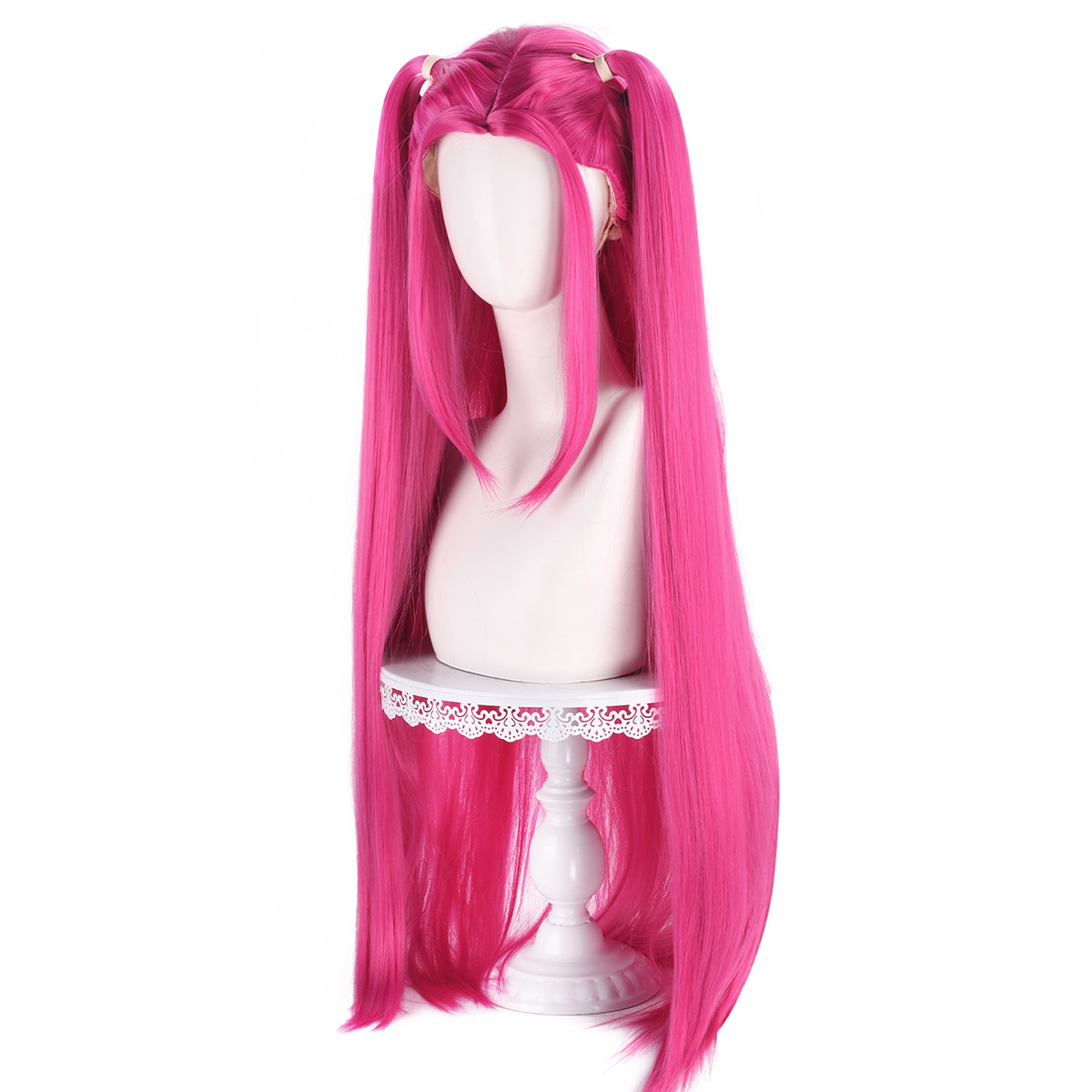 Perruque Cosplay Kpop Demon - Tressée, Couleur Rose, Accessoire Déguisement Anime Halloween