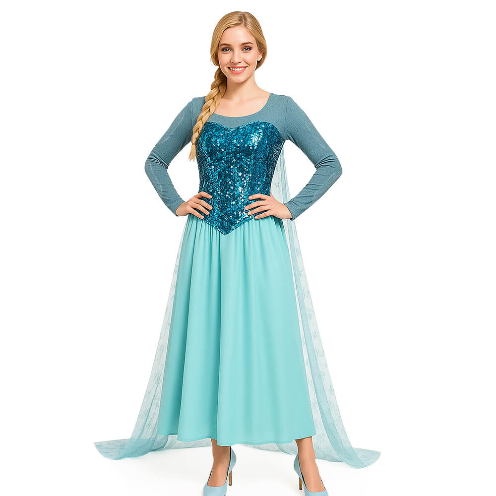 Elsa Princess Blue Dress Frozen 2 Disney Snow Queen Cosplay Costume Takerlama S M XXL In Stock