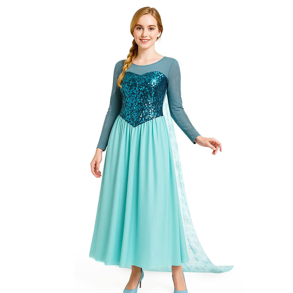 Elsa Princess Blue Dress Frozen 2 Disney Snow Queen Cosplay Costume Takerlama In Stock