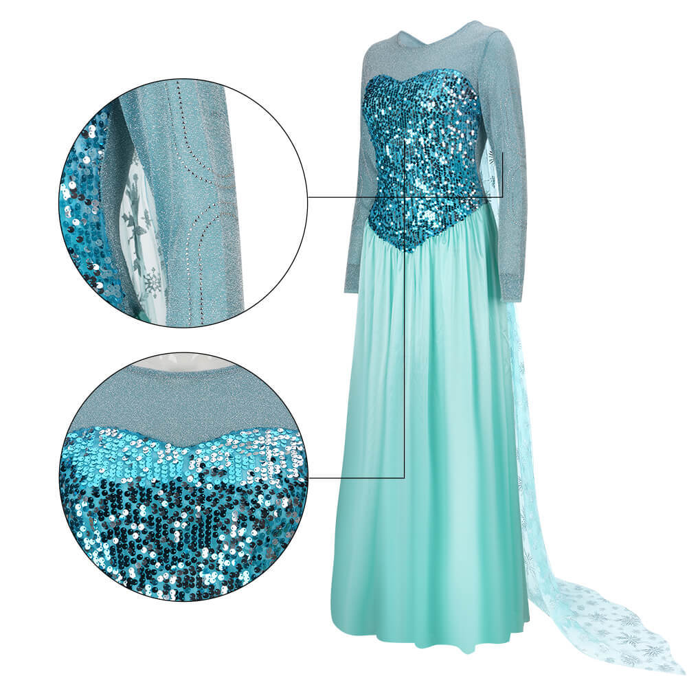 Elsa Princess Blue Dress Frozen 2 Disney Snow Queen Cosplay Costume Takerlama In Stock
