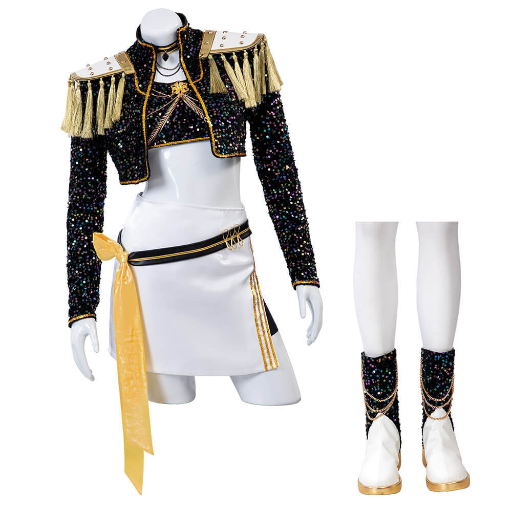 Kpop Demon Hunters Mira Golden Black Performance Dance Outfit Cosplay Costume Takerlama