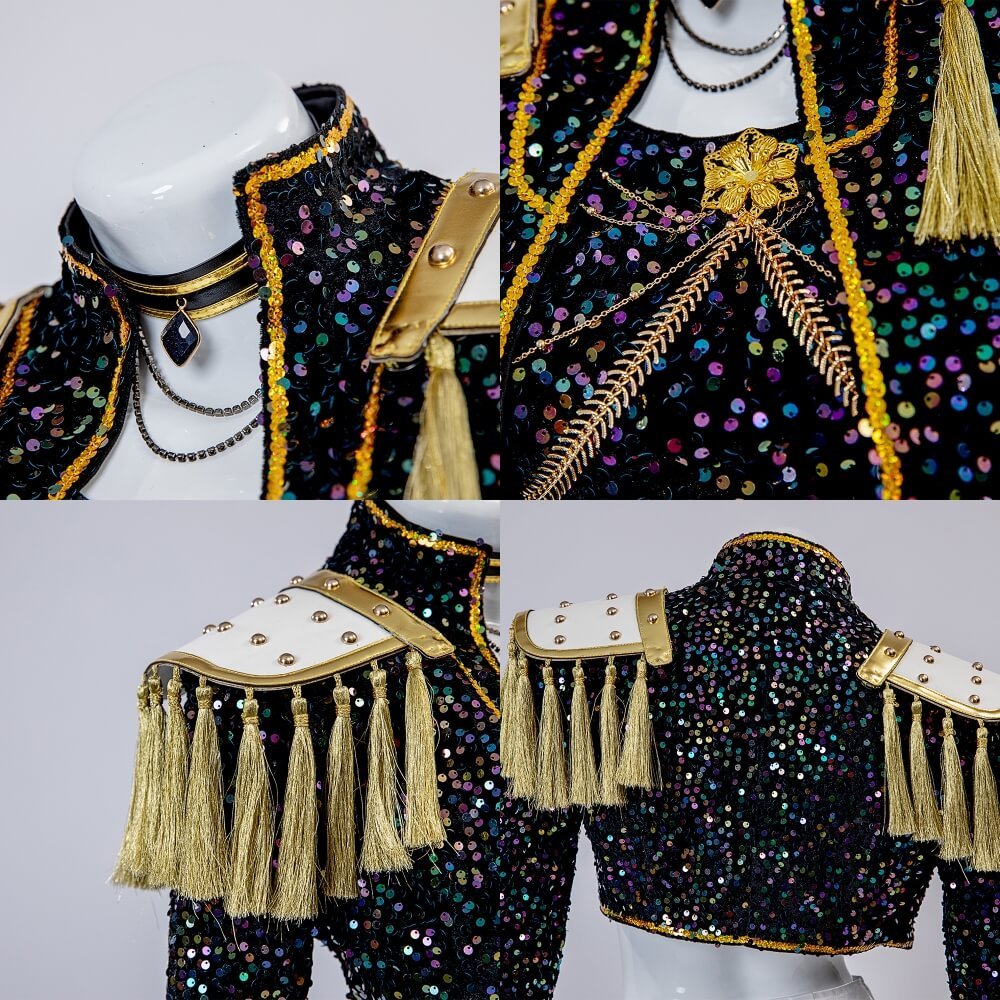 Kpop Demon Hunters Mira Golden Black Performance Dance Outfit Cosplay Costume Takerlama