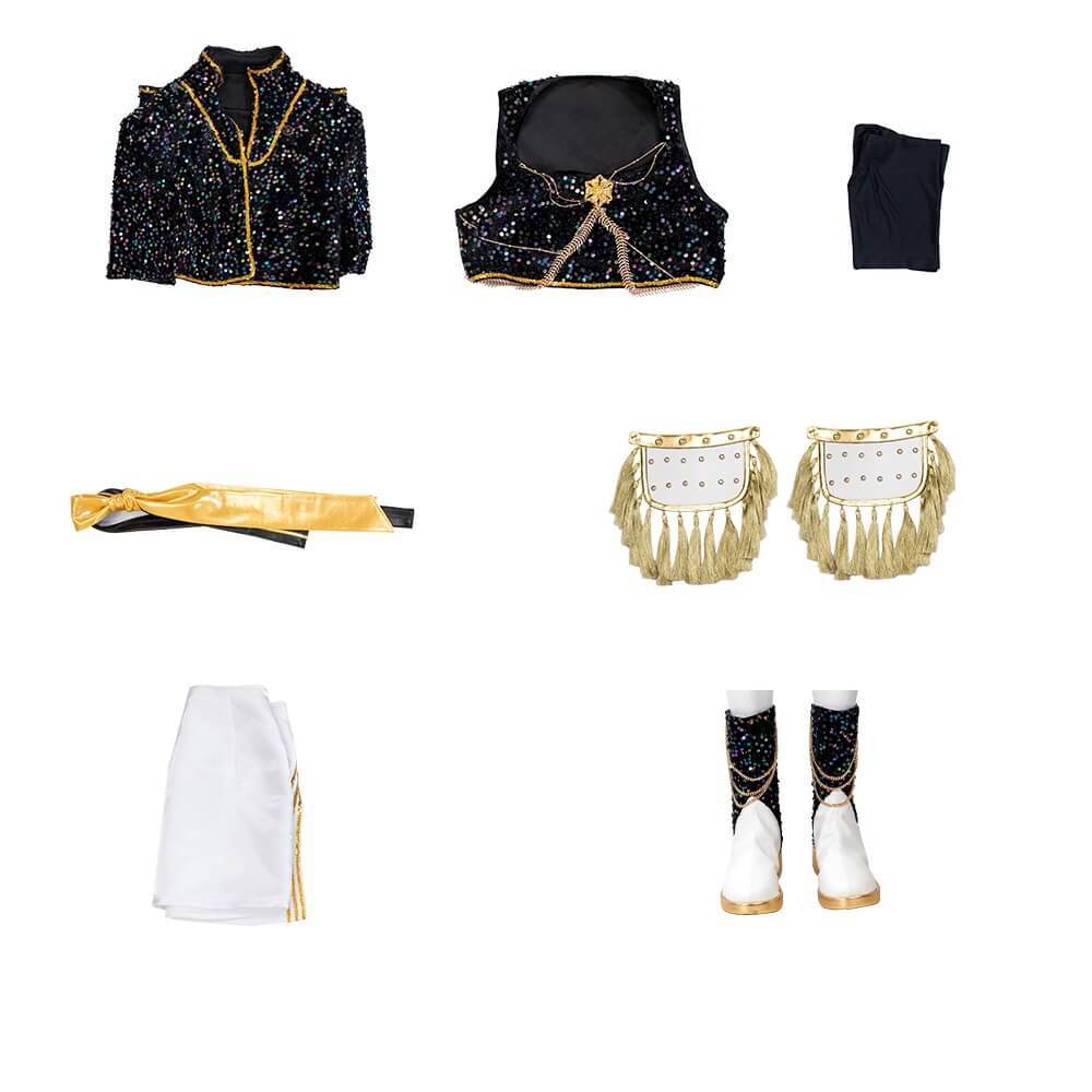 Kpop Demon Hunters Mira Golden Black Performance Dance Outfit Cosplay Costume Takerlama