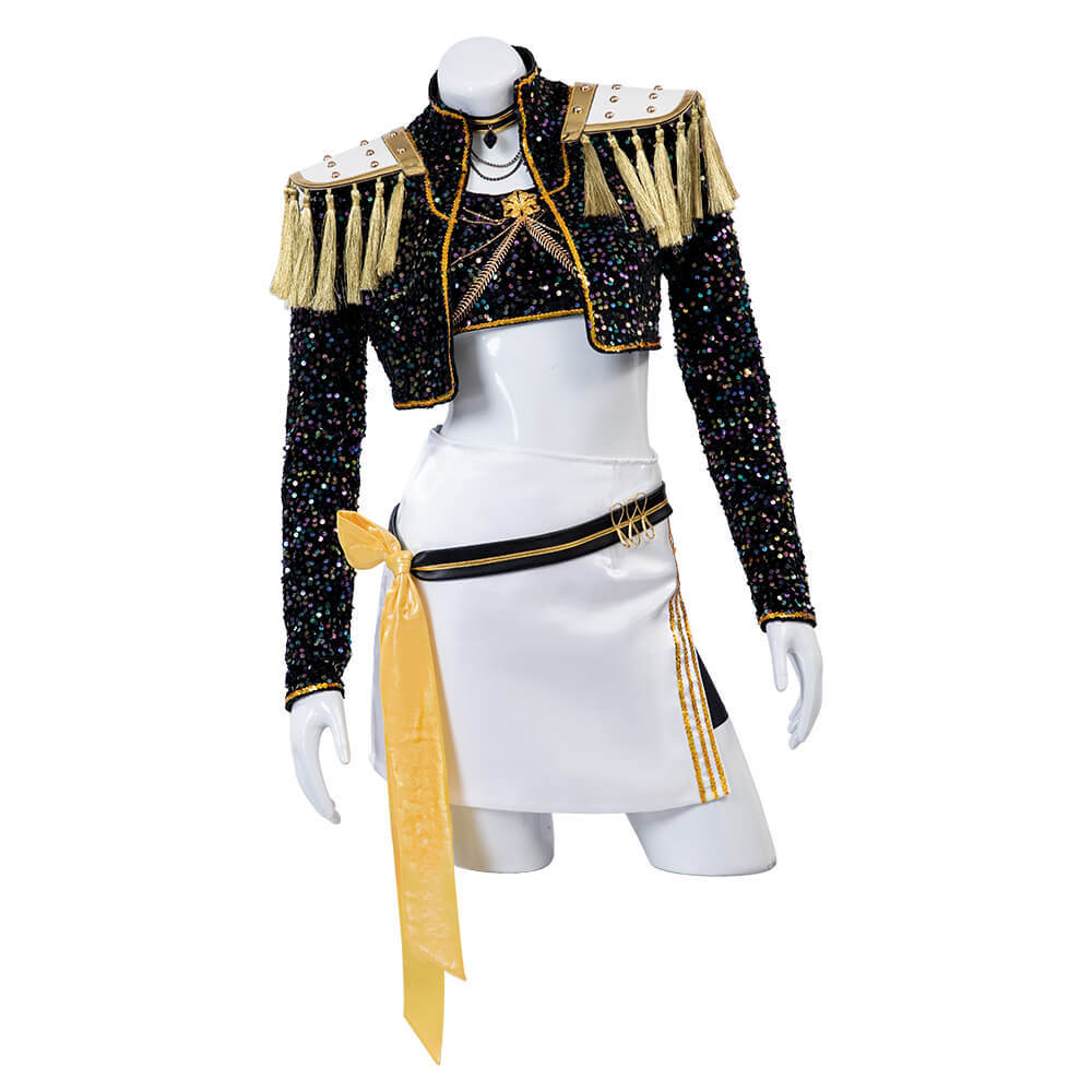 Kpop Demon Hunters Mira Golden Black Performance Dance Outfit Cosplay Costume Takerlama