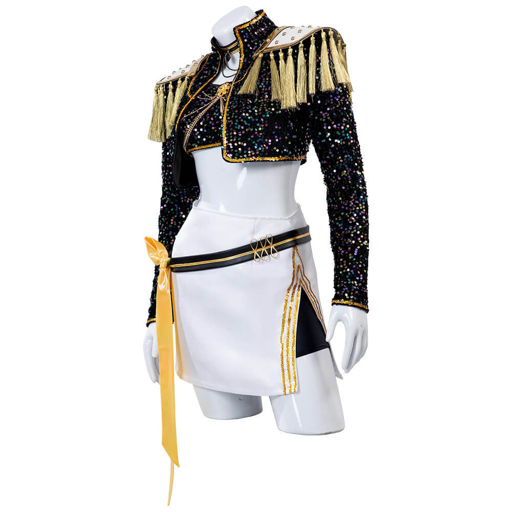 Kpop Demon Hunters Mira Golden Black Performance Dance Outfit Cosplay Costume Takerlama