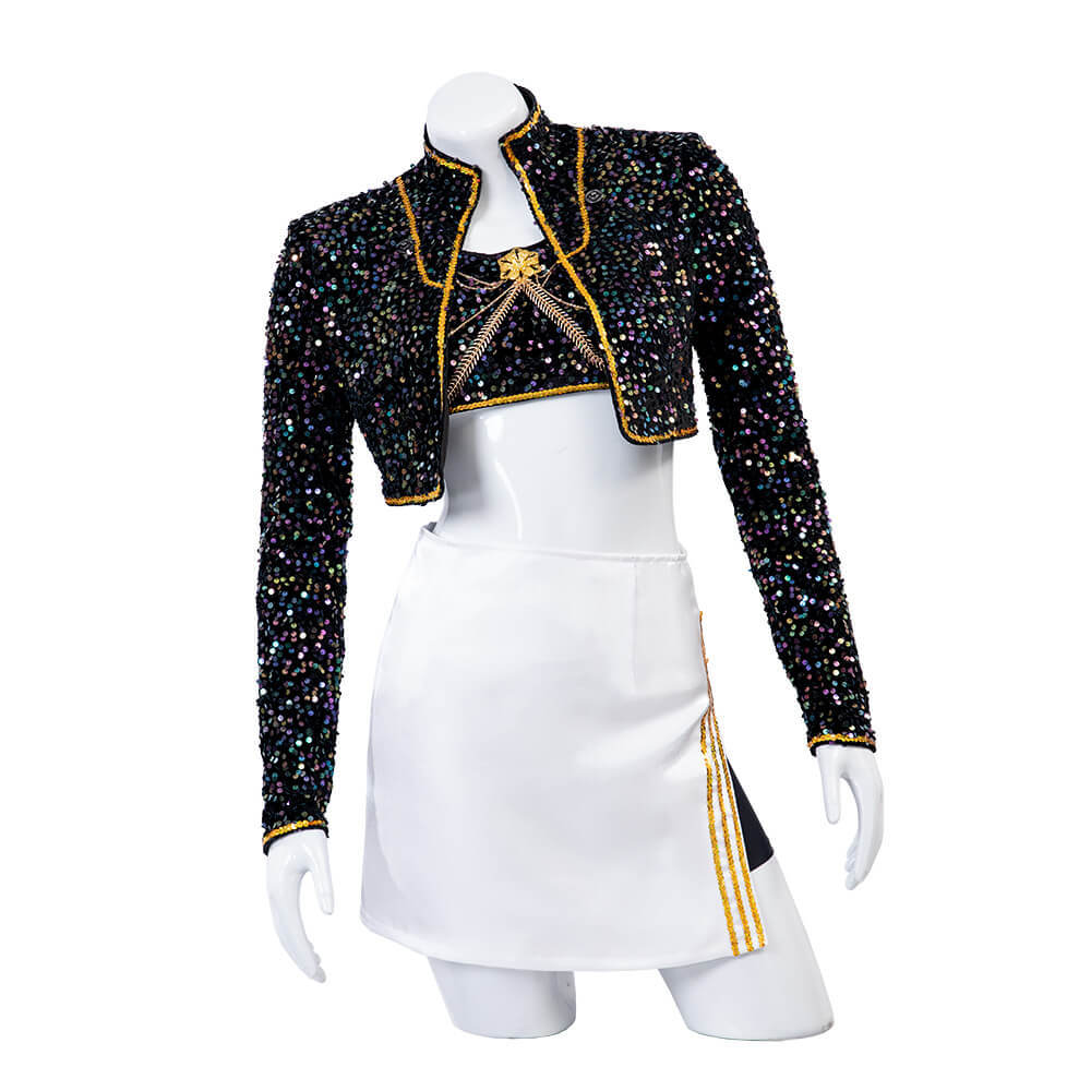 Kpop Demon Hunters Mira Golden Black Performance Dance Outfit Cosplay Costume Takerlama