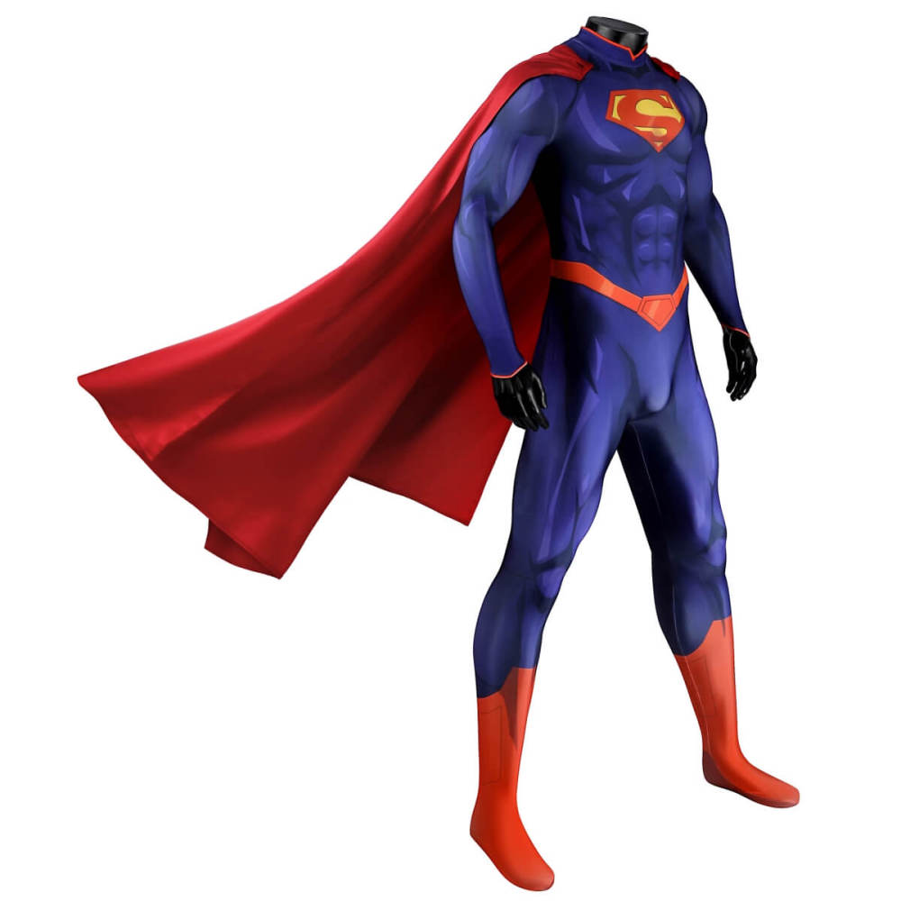 The New 52 Superman Clark Kent Superhero Cosplay Costume DC 3D Print Jumpsuit Cloak Takerlama