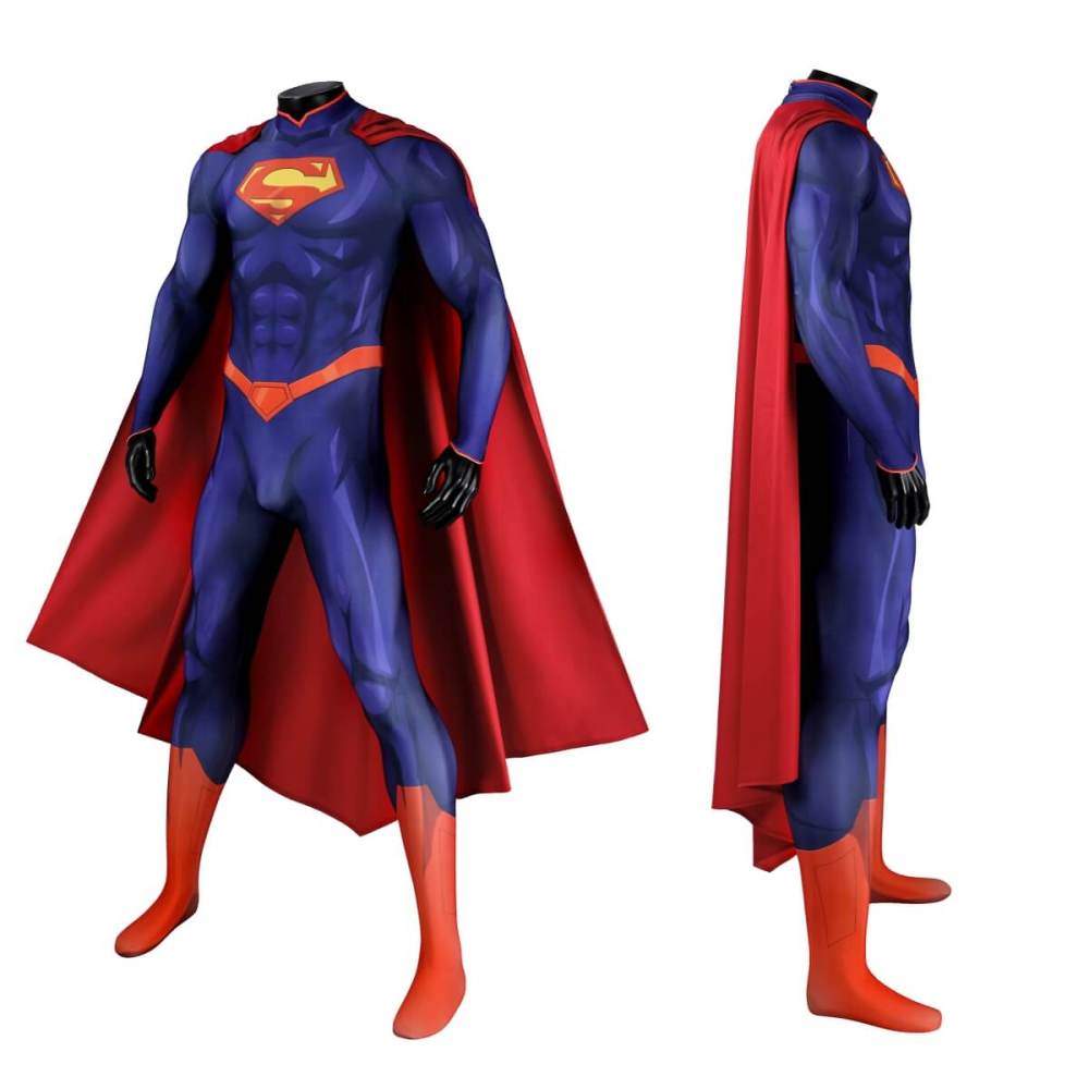 The New 52 Superman Clark Kent Superhero Cosplay Costume DC 3D Print Jumpsuit Cloak Takerlama