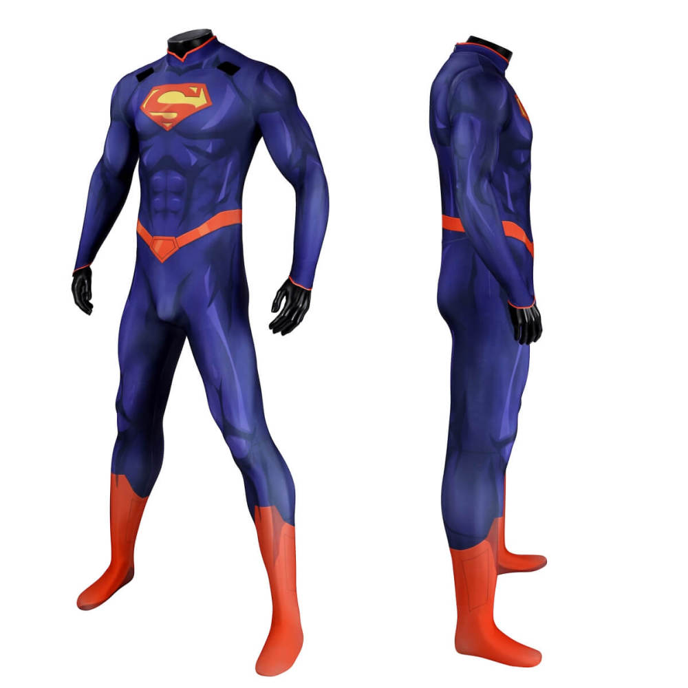 The New 52 Superman Clark Kent Superhero Cosplay Costume DC 3D Print Jumpsuit Cloak Takerlama