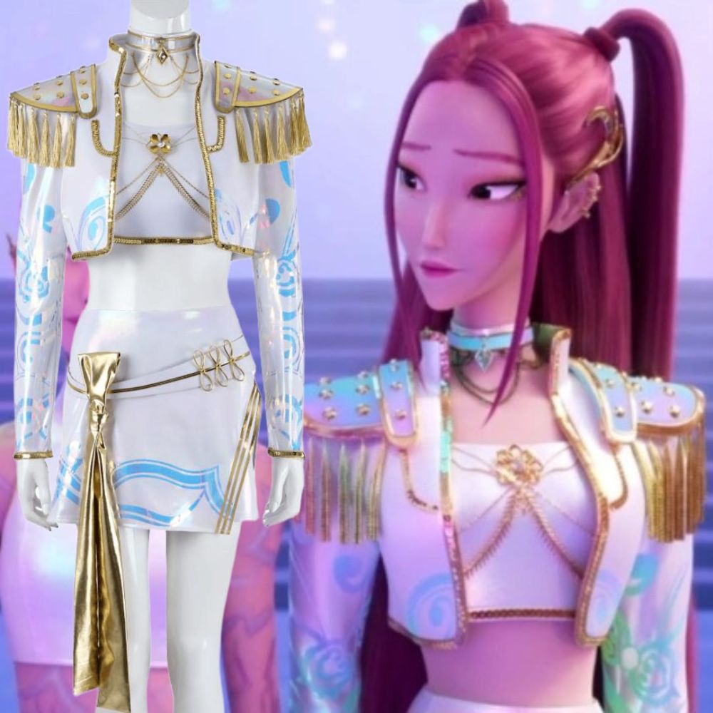 Kpop Demon Hunters Mira What It Sounds Like White Cosplay Costume Top Level Takerlama