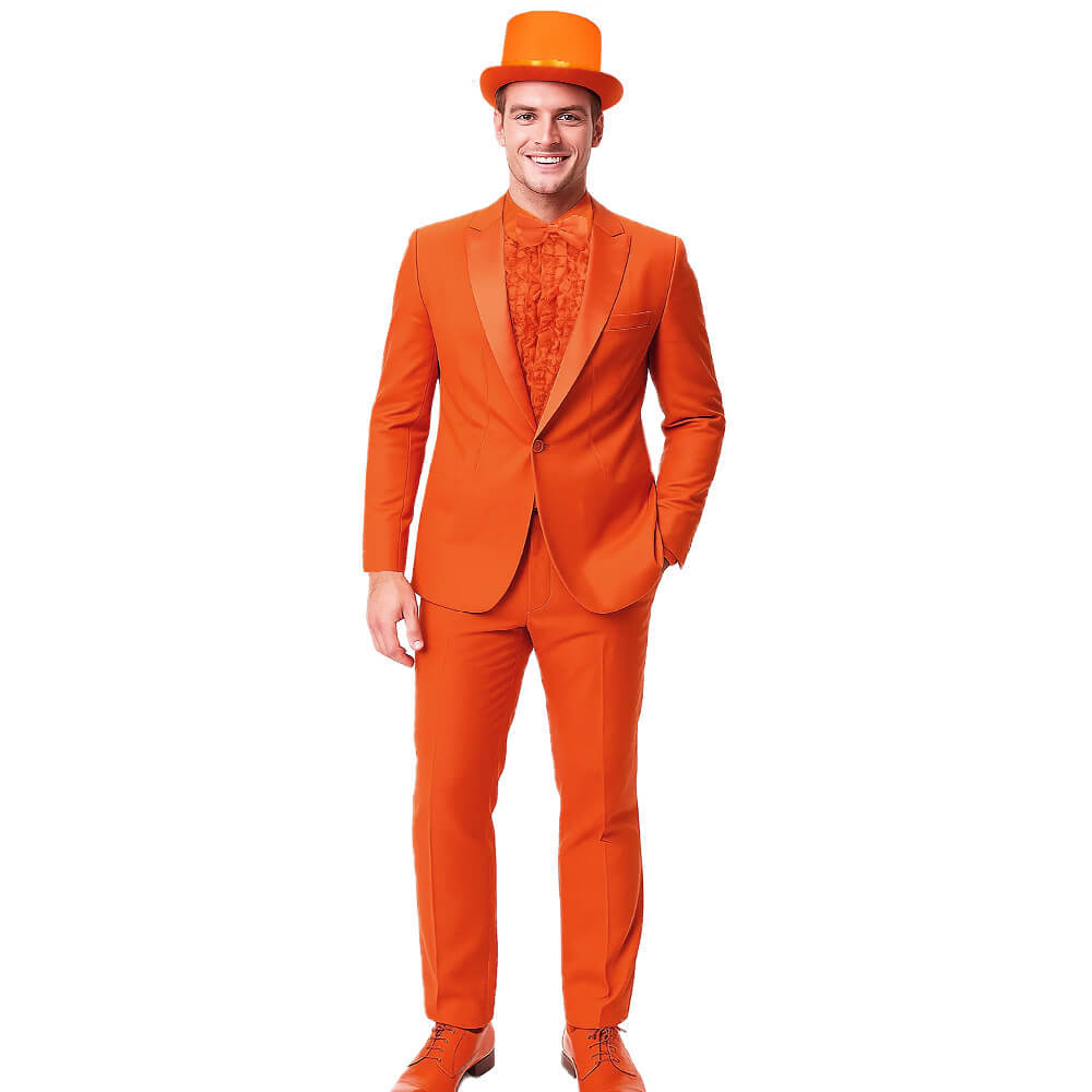 Dumb and Dumber Lloyd Christmas Cosplay Costume Orange Suit with Hat Takerlama