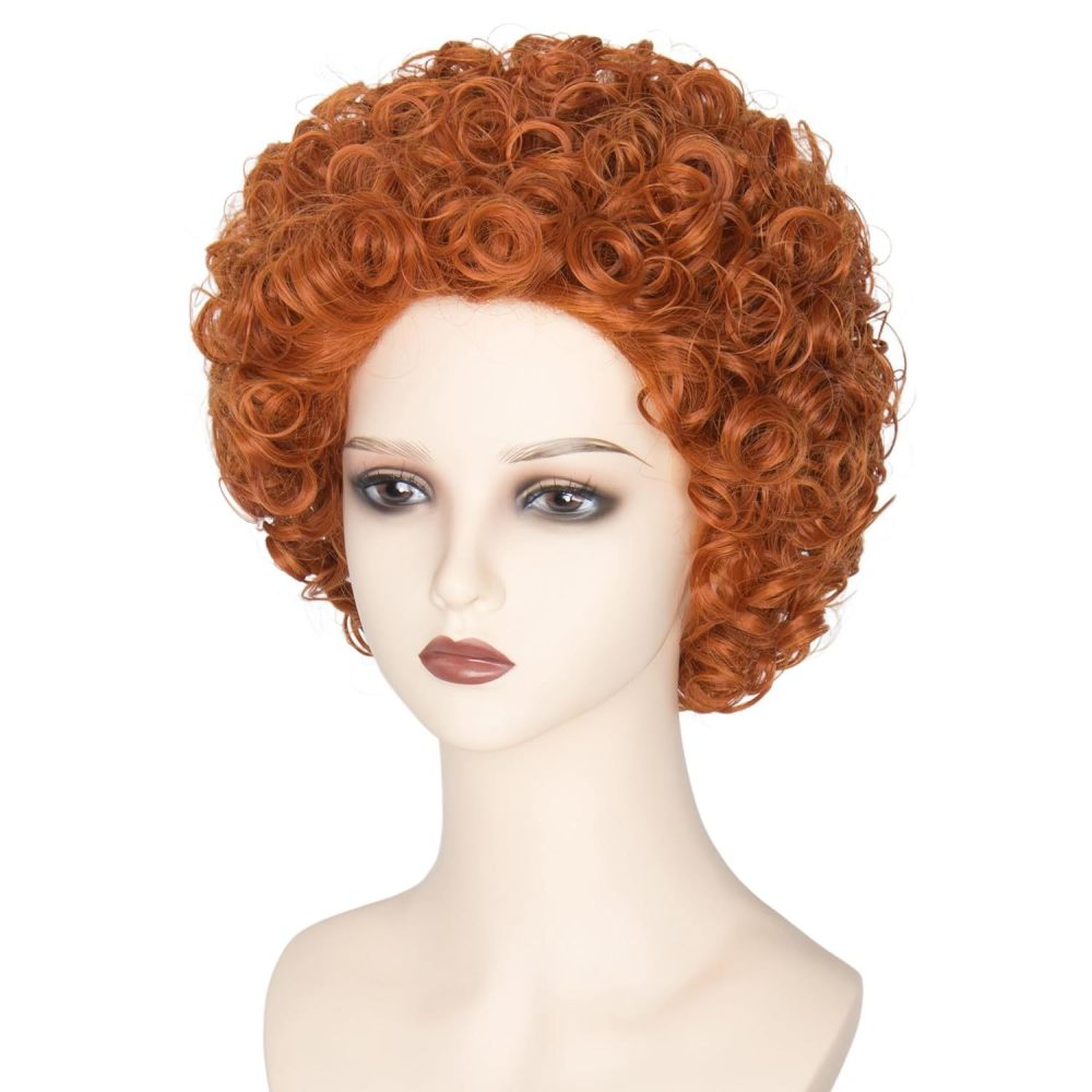 Mrs Roper Short Fluffy Curly Orange Red Cosplay Wig Women Landlady Hairs for Carnival Halloween Takerlama