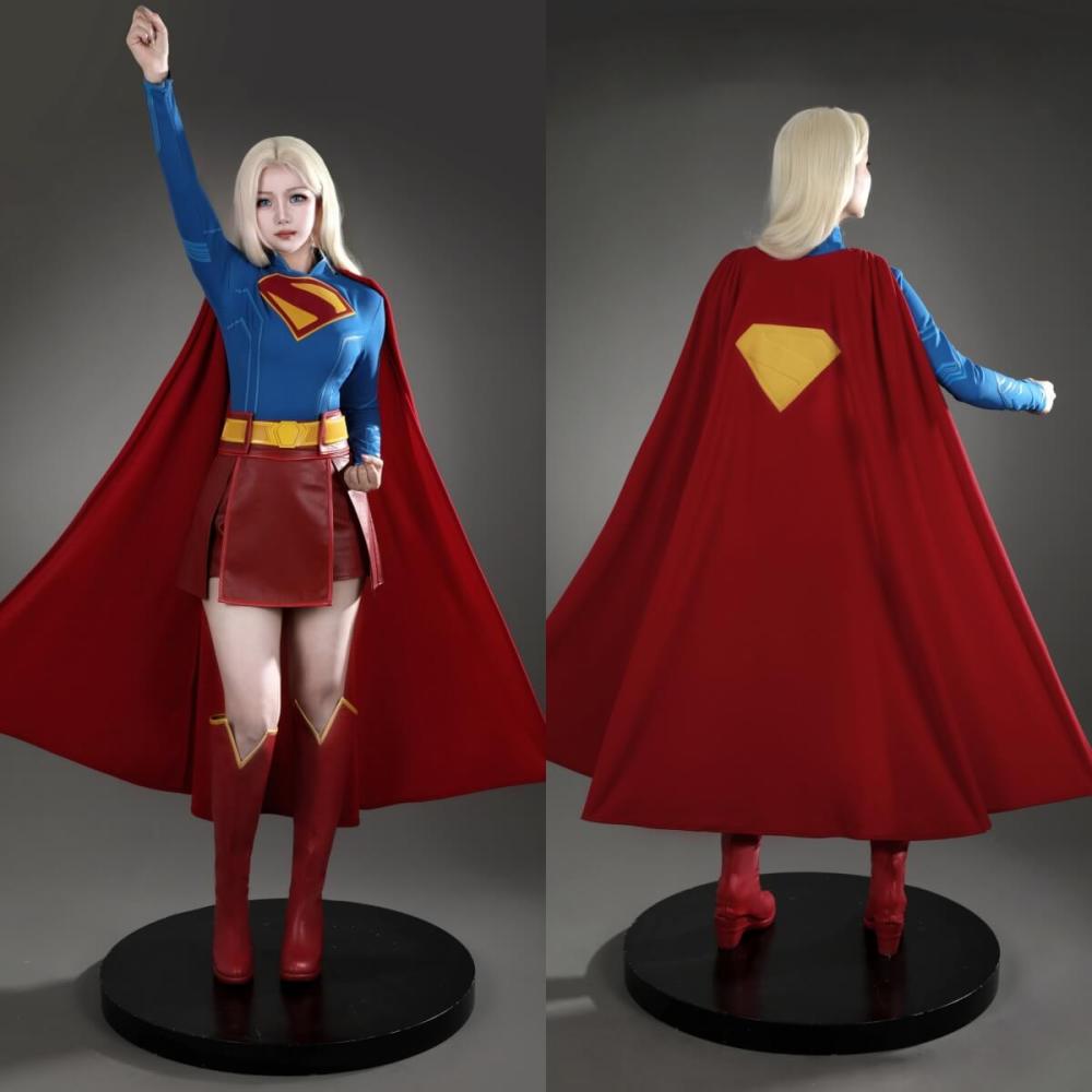 Superman Legacy Supergirl Cosplay Costume 2025 Movie Kara Zor-El Superheroe Jumpsuit Cloak Takerlama