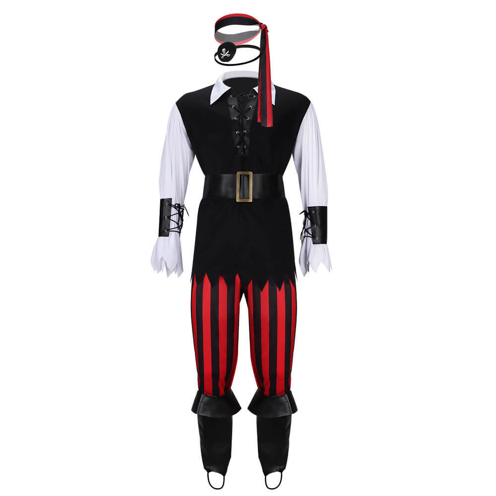 Men's Renaissance Pirate Halloween Costume Retro Cosplay Outfit -Takerlama
