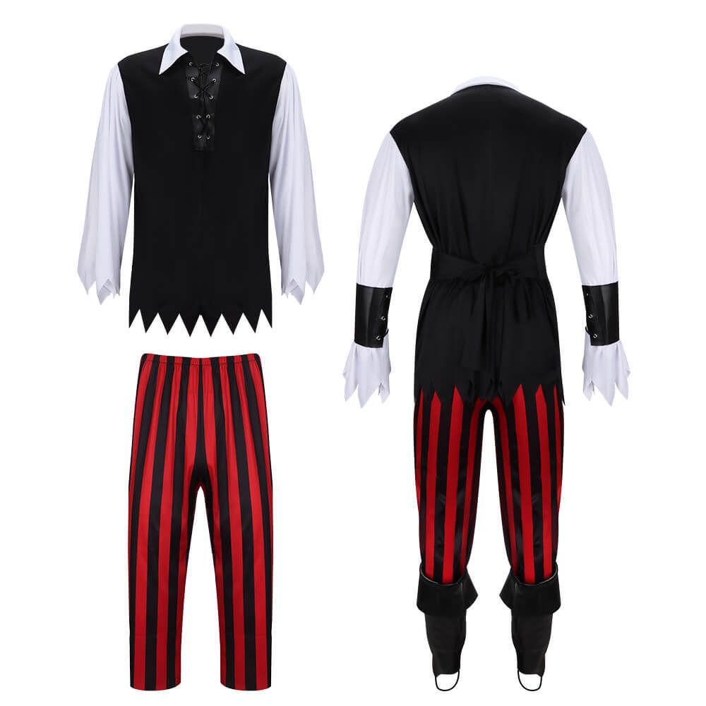 Men's Renaissance Pirate Halloween Costume Retro Cosplay Outfit -Takerlama