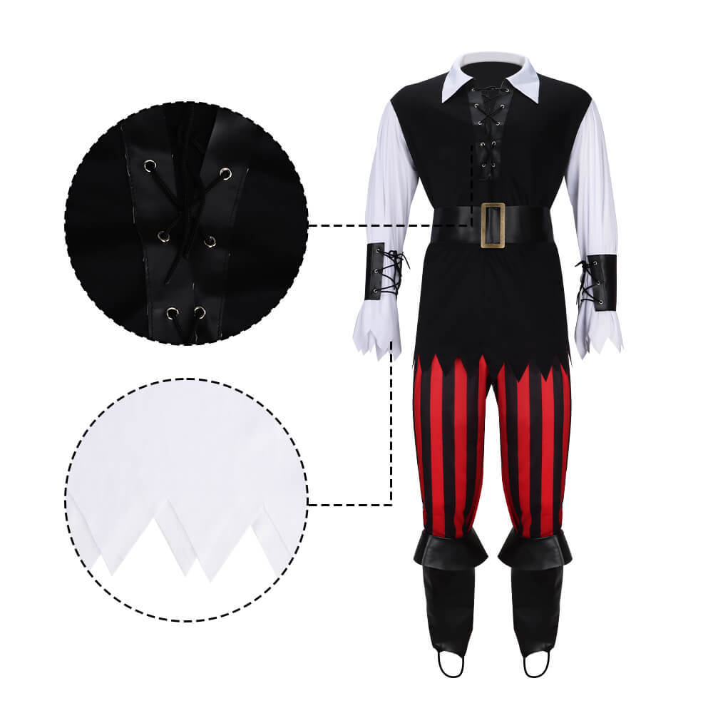 Men's Renaissance Pirate Halloween Costume Retro Cosplay Outfit -Takerlama