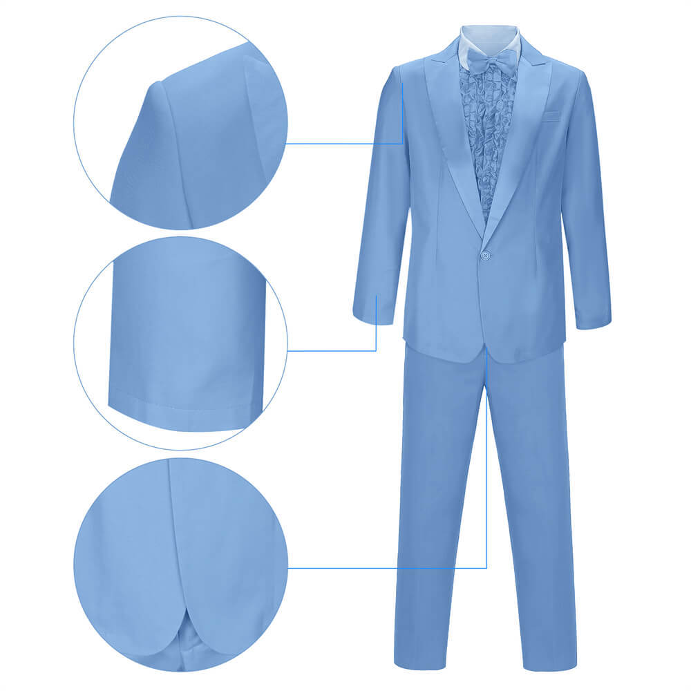 Dumb and Dumber Harry Dunne Cosplay Costume Blue Tuxedo with Hat Takerlama