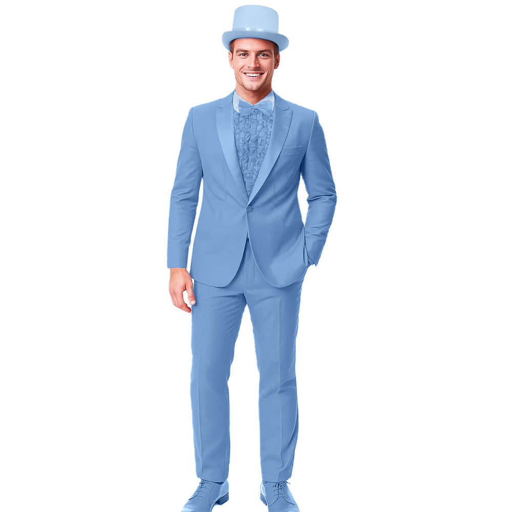 Dumb and Dumber Harry Dunne Cosplay Costume Blue Tuxedo with Hat Takerlama