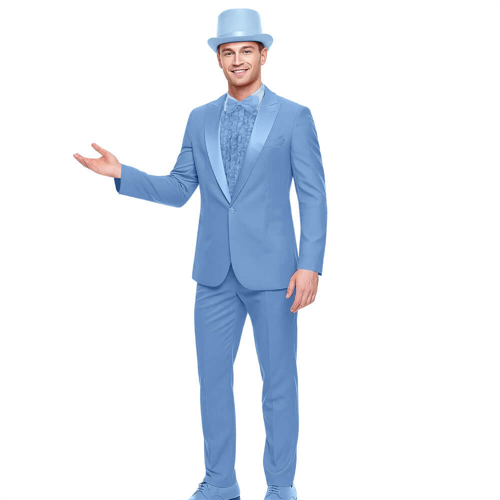 Dumb and Dumber Harry Dunne Cosplay Costume Blue Tuxedo with Hat Takerlama