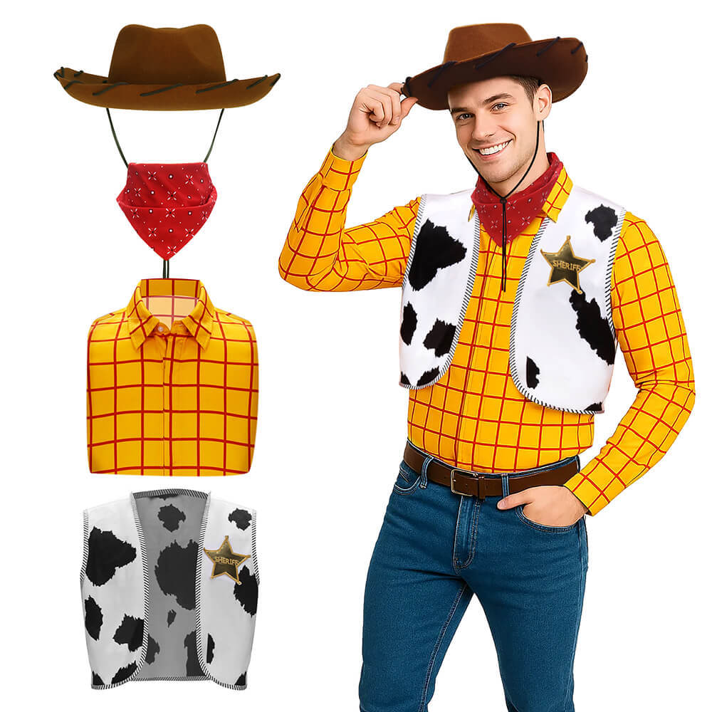 Toy Story Woody Cowboy Costume Adult Halloween Cosplay Outfits With Hat In Stock Takerlama