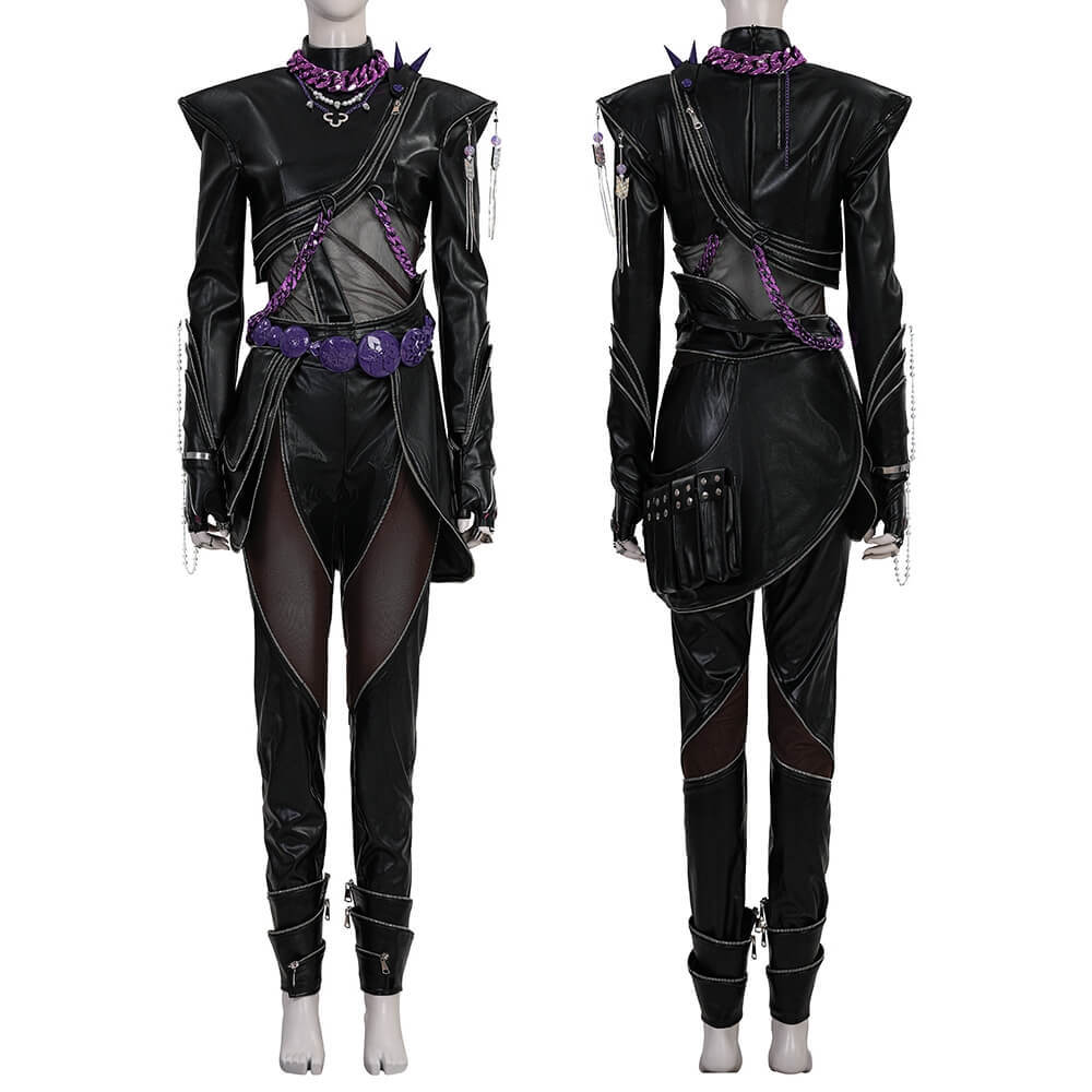 Deluxe Kpop Demon Hunters Rumi Black Battle Suit Halloween Cosplay Costume Takerlama