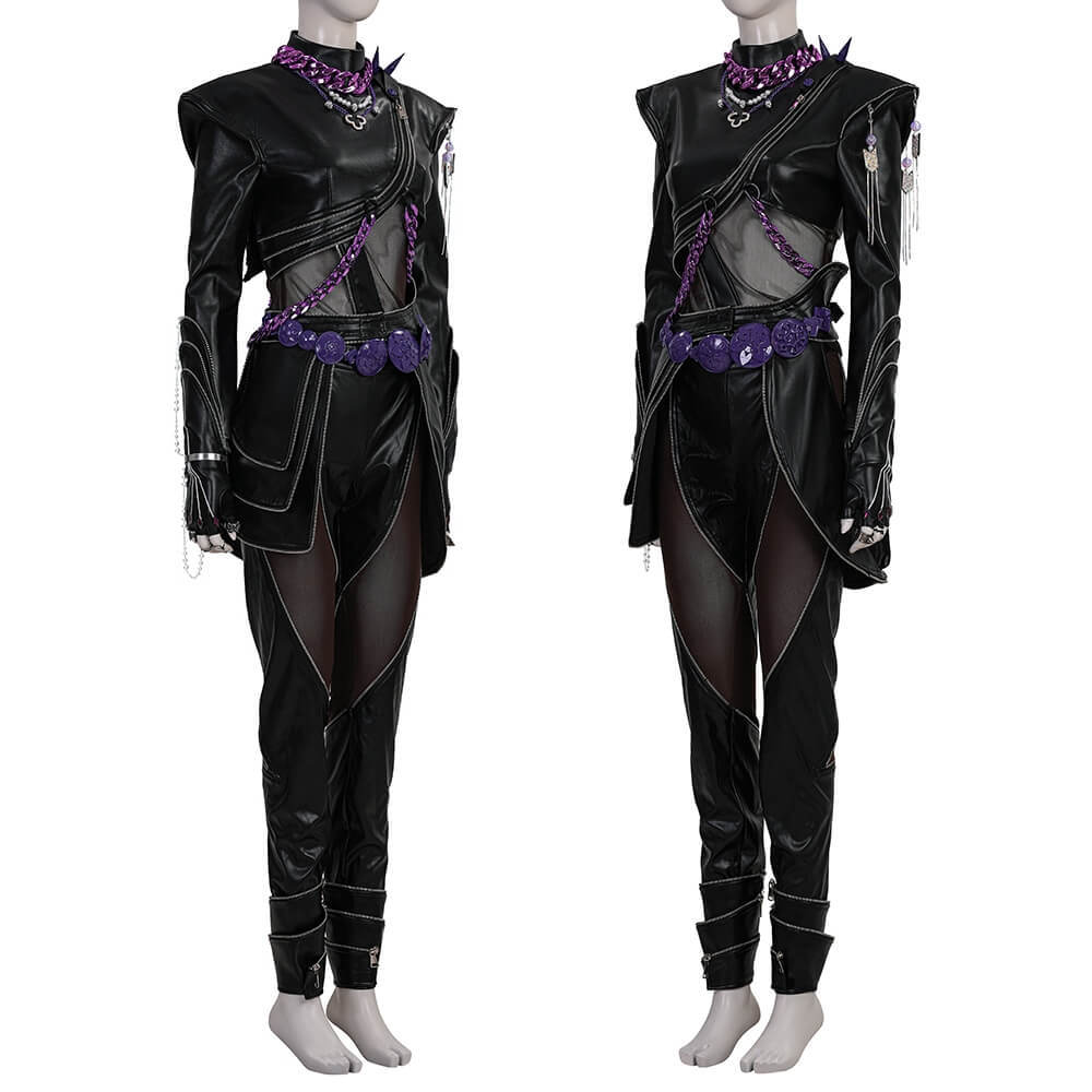 Deluxe Kpop Demon Hunters Rumi Black Battle Suit Halloween Cosplay Costume Takerlama