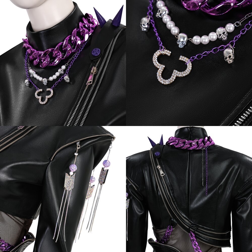 Deluxe Kpop Demon Hunters Rumi Black Battle Suit Halloween Cosplay Costume Takerlama