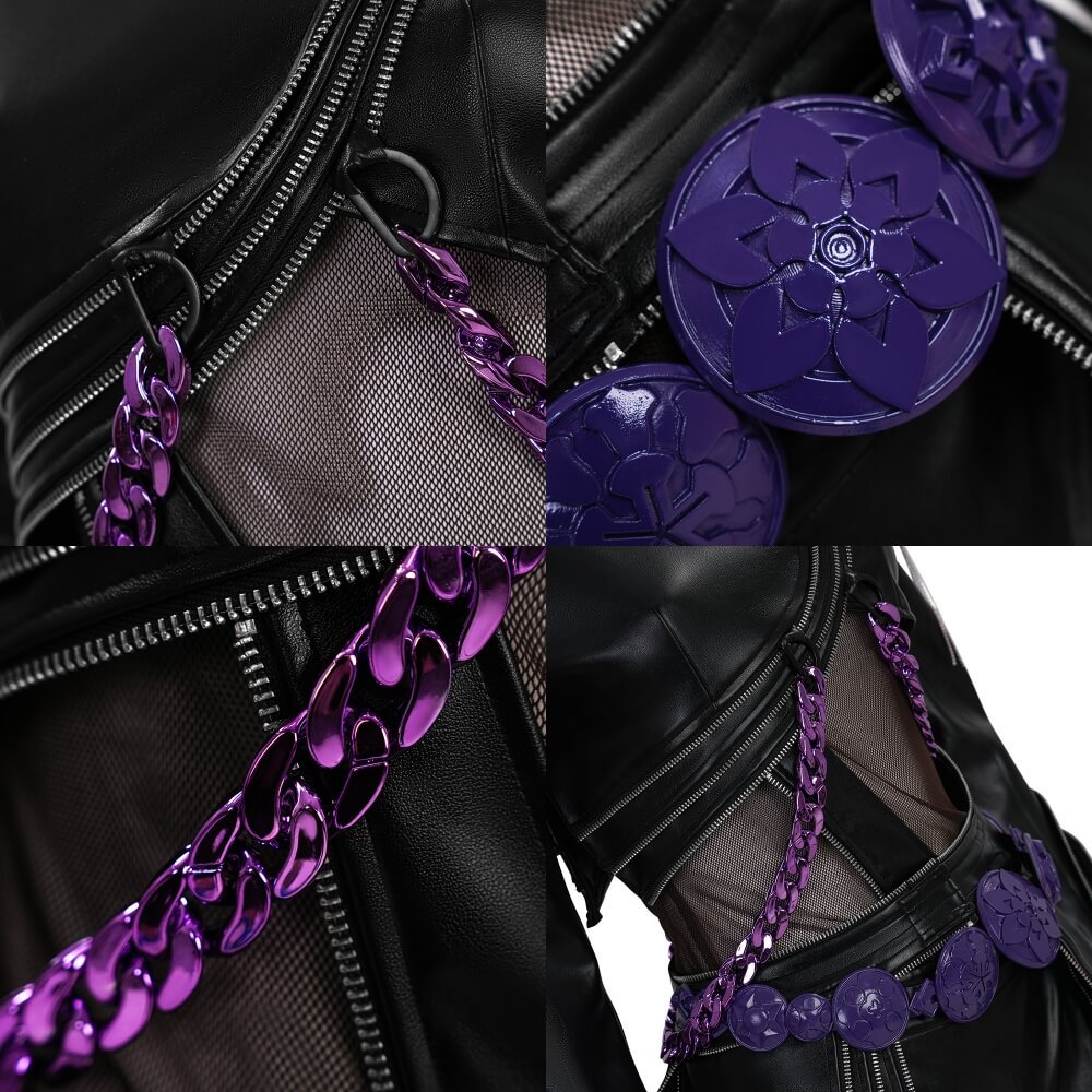 Deluxe Kpop Demon Hunters Rumi Black Battle Suit Halloween Cosplay Costume Takerlama