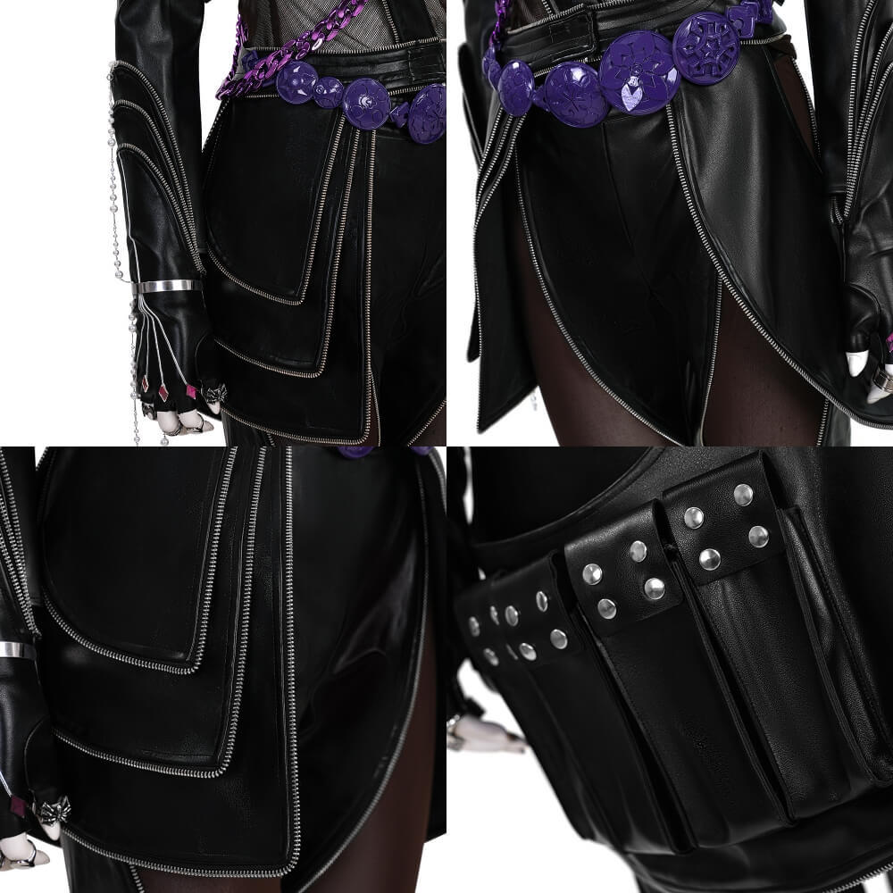 Deluxe Kpop Demon Hunters Rumi Black Battle Suit Halloween Cosplay Costume Takerlama