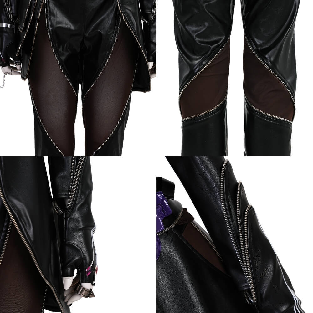 Deluxe Kpop Demon Hunters Rumi Black Battle Suit Halloween Cosplay Costume Takerlama