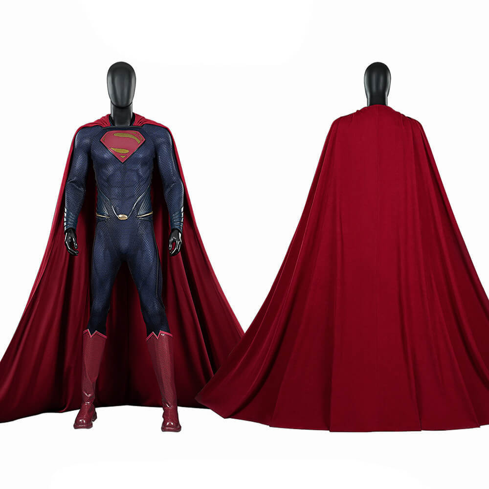 Movie Clark Kent Cosplay Costume Man of Steel Jumpsuit Cloak Boots Deluxe Takerlama