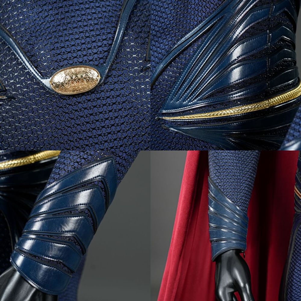 Movie Clark Kent Cosplay Costume Man of Steel Jumpsuit Cloak Boots Deluxe Takerlama