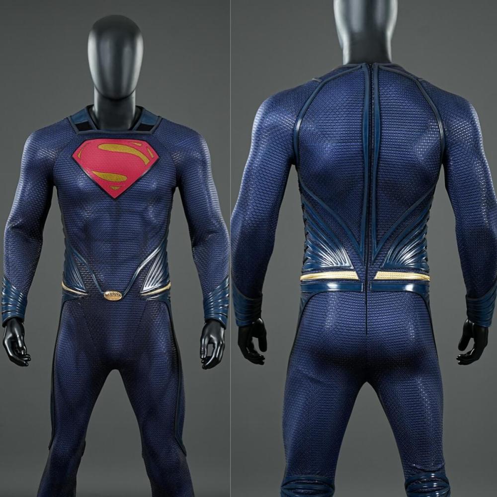 Movie Clark Kent Cosplay Costume Man of Steel Jumpsuit Cloak Boots Deluxe Takerlama
