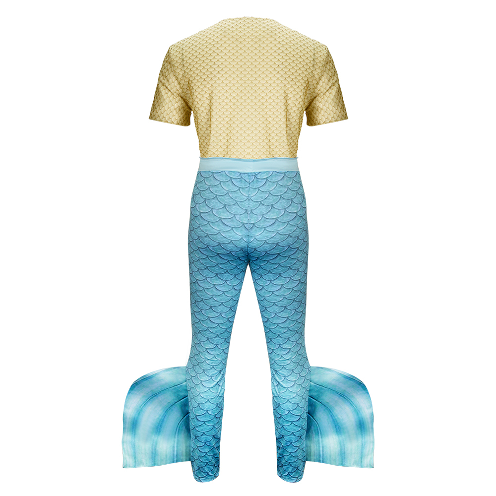 The Little Mermaid King Triton Costume for Men Poseidon Merman Suit for Cosplay Sea God Dress-Up Takerlama