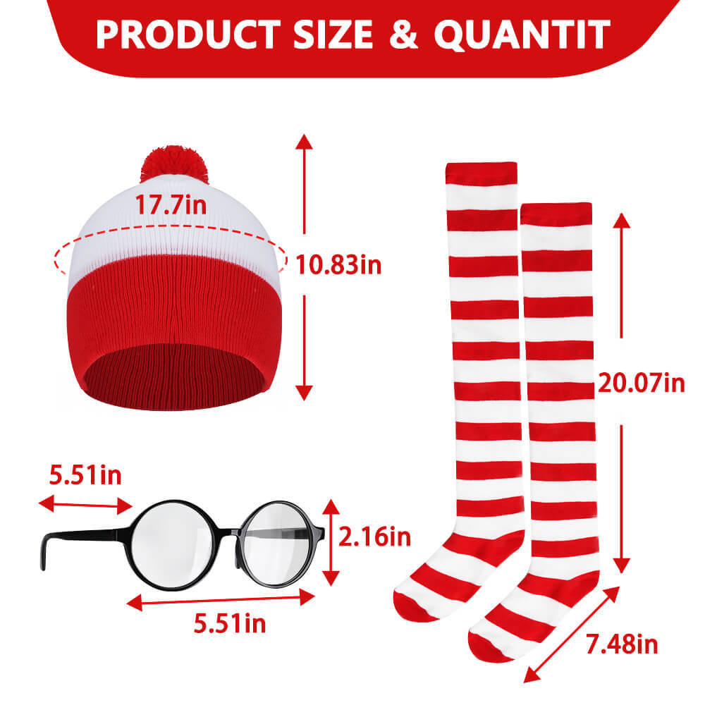 Where's Wally Waldo Adult Wally Cosplay Costume For Women Men Takerlama