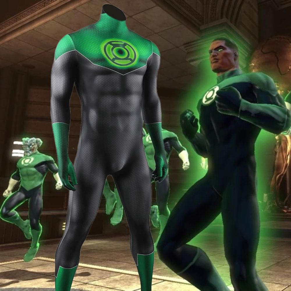 Green Lantern John Stewart Halloween Cosplay Costume Superhero 3D Print Bodysuit Takerlama