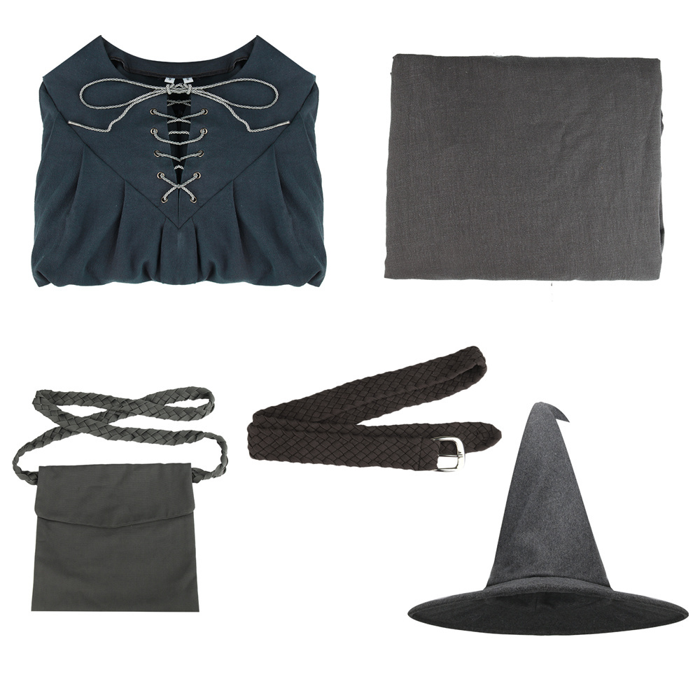 Gandalf the Grey Costume Cosplay Men's Halloween Party Outfits Wig Hat Beard Takerlama XS In Stock