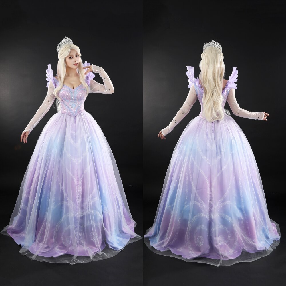 Wicked: For Good Glinda Cosplay Costume Glynda Upland Dress Headgear Earrings Takerlama