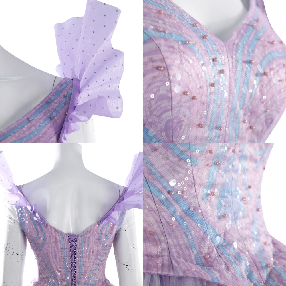 Wicked: For Good Glinda Cosplay Costume Glynda Upland Dress Headgear Earrings Takerlama