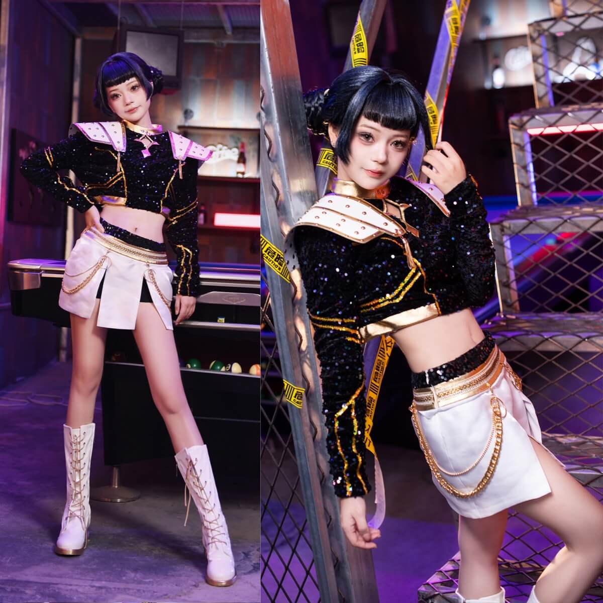 Kpop Demon Hunters Zoey Golden Black Performance Dance Outfit Takerlama In Stock