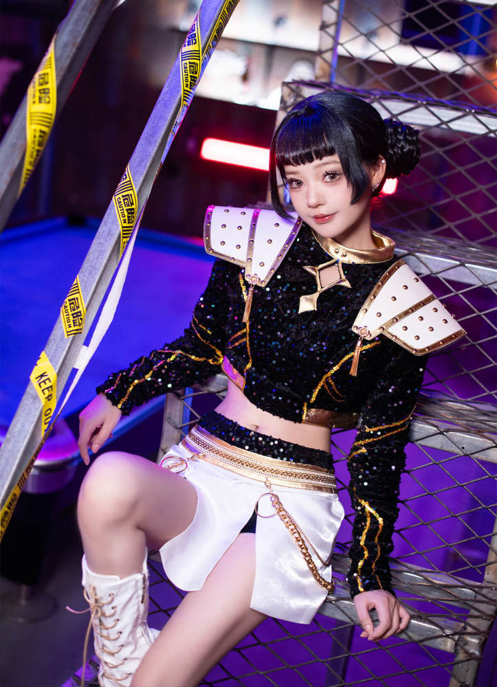 Kpop Demon Hunters Zoey Golden Black Performance Dance Outfit Takerlama In Stock