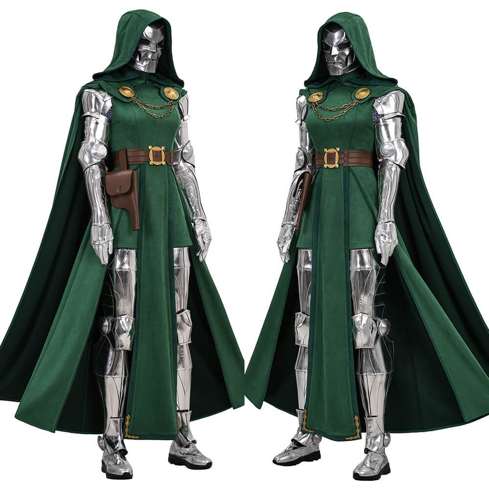 Women's Doctor Doom Costume Mask Dr. Victor von Doom Halloween Cosplay Outfit Takerlama