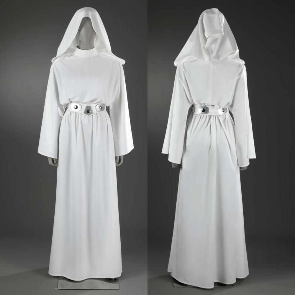 Star Wars A New Hope Princess Leia Cosplay Costume White Dress Belt Takerlama